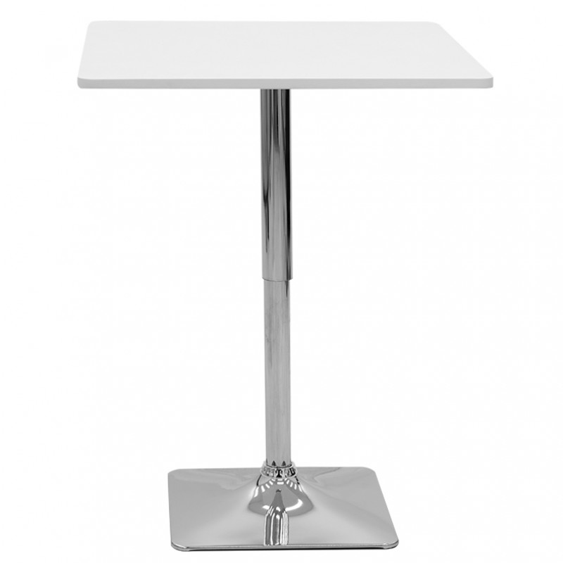 Τραπέζι μπαρ Vegas pakoworld MDF λευκό-πόδι χρωμίου 70x70x70-91.5κ