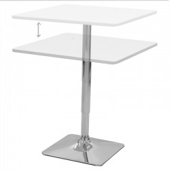 Τραπέζι μπαρ Vegas pakoworld MDF λευκό-πόδι χρωμίου 70x70x70-91.5κ