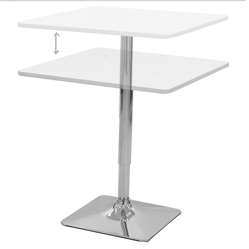 Τραπέζι μπαρ Vegas pakoworld MDF λευκό-πόδι χρωμίου 70x70x70-91.5κ