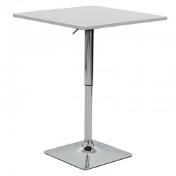Τραπέζι μπαρ Vegas pakoworld MDF λευκό-πόδι χρωμίου 70x70x70-91.5κ