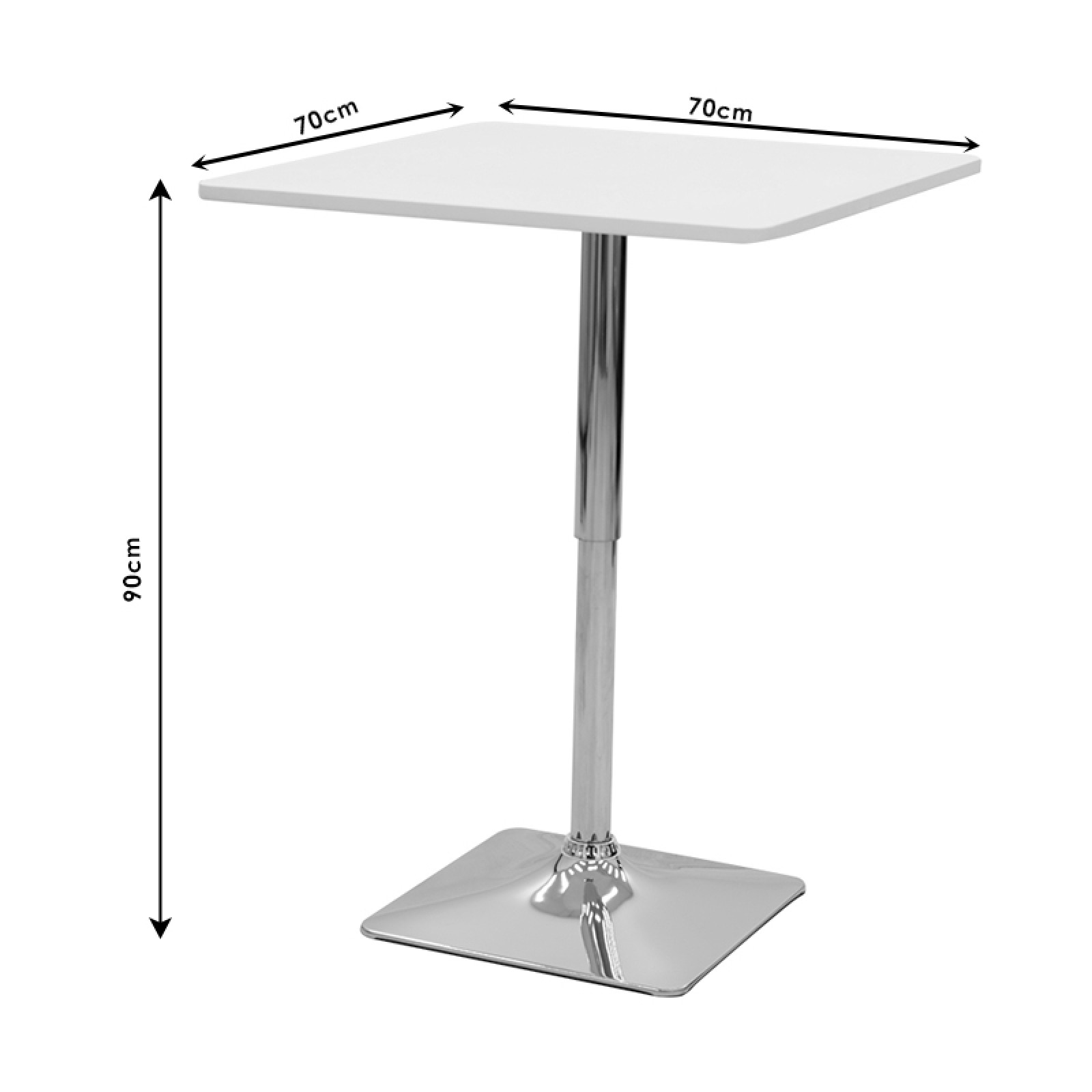 Bar table Vegas pakoworld MDF whitechrome base 70x70x7091.5cm