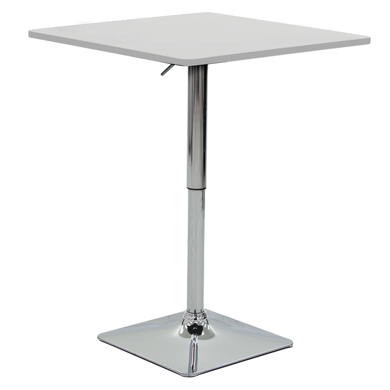 Τραπέζι μπαρ Vegas pakoworld MDF λευκό-πόδι χρωμίου 70x70x70-91.5κ