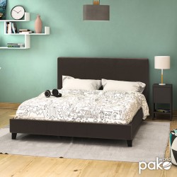 Κρεβάτι Nevil pakoworld διπλό 150x200 PU σκούρο καφέ ματ