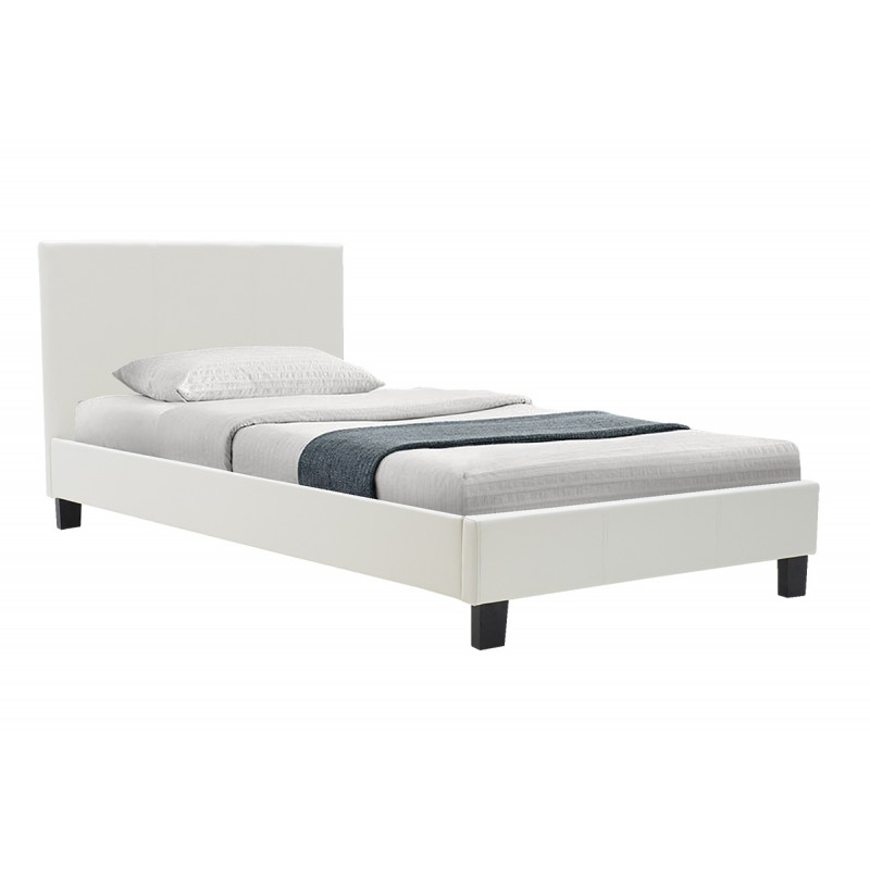 Κρεβάτι Nevil pakoworld μονό 100x200 PU χρώμα λευκό ματ