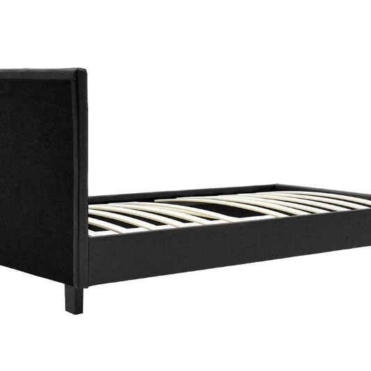 Κρεβάτι Nevil pakoworld 100x200 PU χρώμα μαύρο ματ