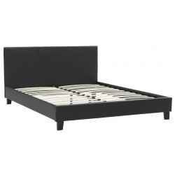 Κρεβάτι Nevil pakoworld διπλό 150x200 PU χρώμα μαύρο ματ
