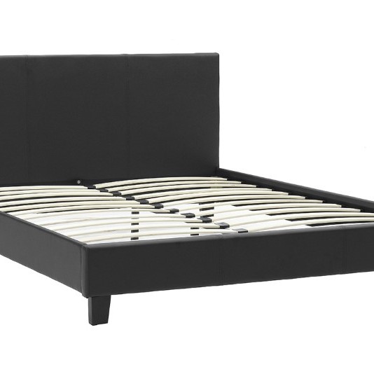 Κρεβάτι Nevil pakoworld 150x200 PU χρώμα μαύρο ματ