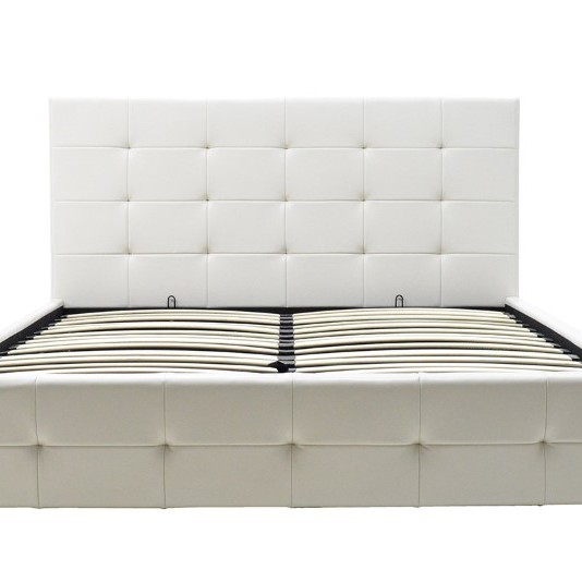 Κρεβάτι Roi pakoworld 160x200 PU λευκό ματ + αποθηκευτικό χώρο