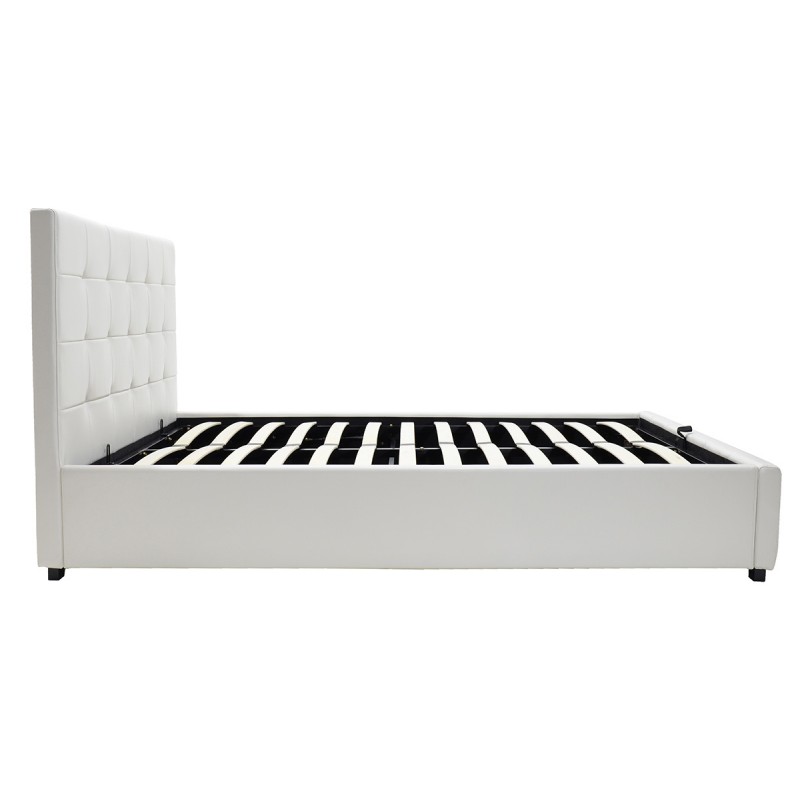 Double bed Roi pakoworld PU with storage space in white matte 160x200 Double bed Roi pakoworld PU with storage space in white matte 160x200