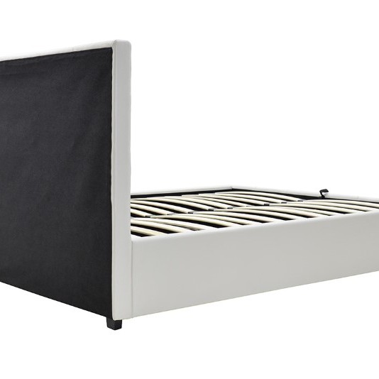 Κρεβάτι Roi pakoworld 160x200 PU λευκό ματ + αποθηκευτικό χώρο