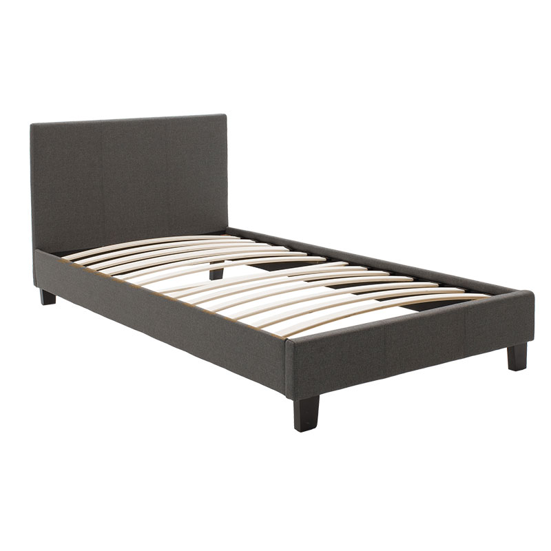 Bed Nevil pakoworld in dark grey fabric 100x200cm Bed Nevil pakoworld in dark grey fabric 100x200cm