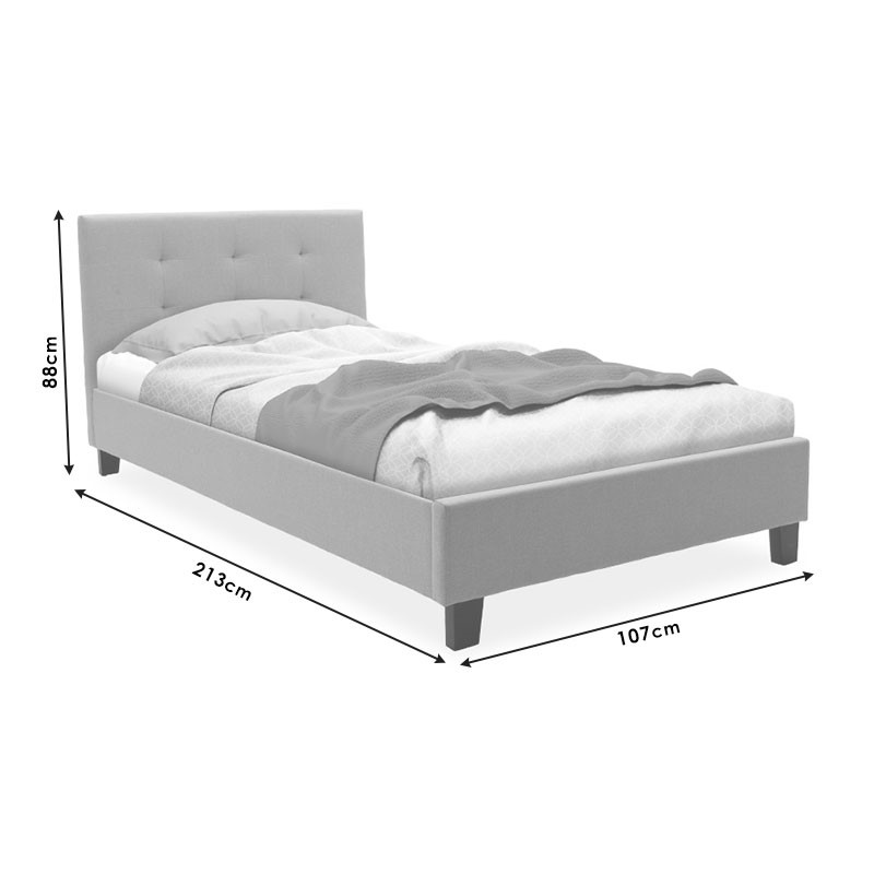 Bed Mago pakoworld in dark grey fabric 100x200cm