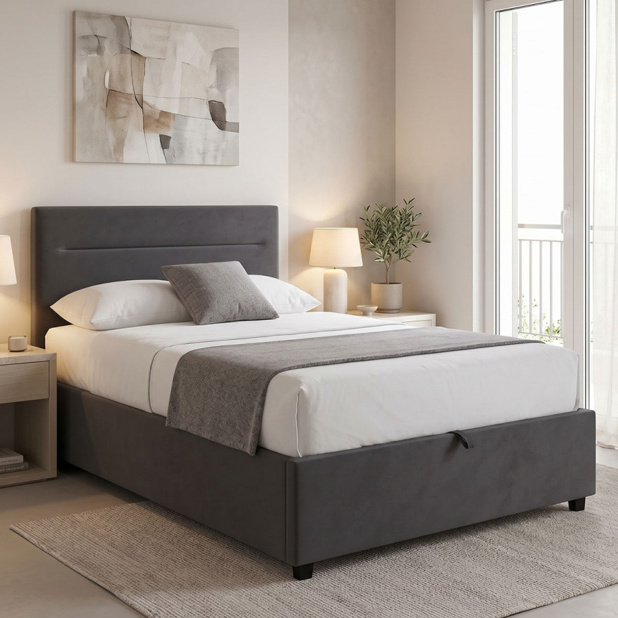 Molito pakoworld anthracite velvet bed with storage space 120x200cm