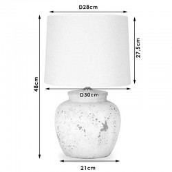 Επιτραπέζιο ασπρόμαυρο κεραμικό φωτιστικό PWL-0002 pakoworld Ε27 μπεζ καπέλο Φ28x48,5εκ