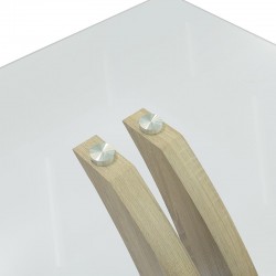 Τραπέζι Gull pakoworld γυαλί 10mm tempered-πόδι χρώμα sonoma 150x90x76εκ
