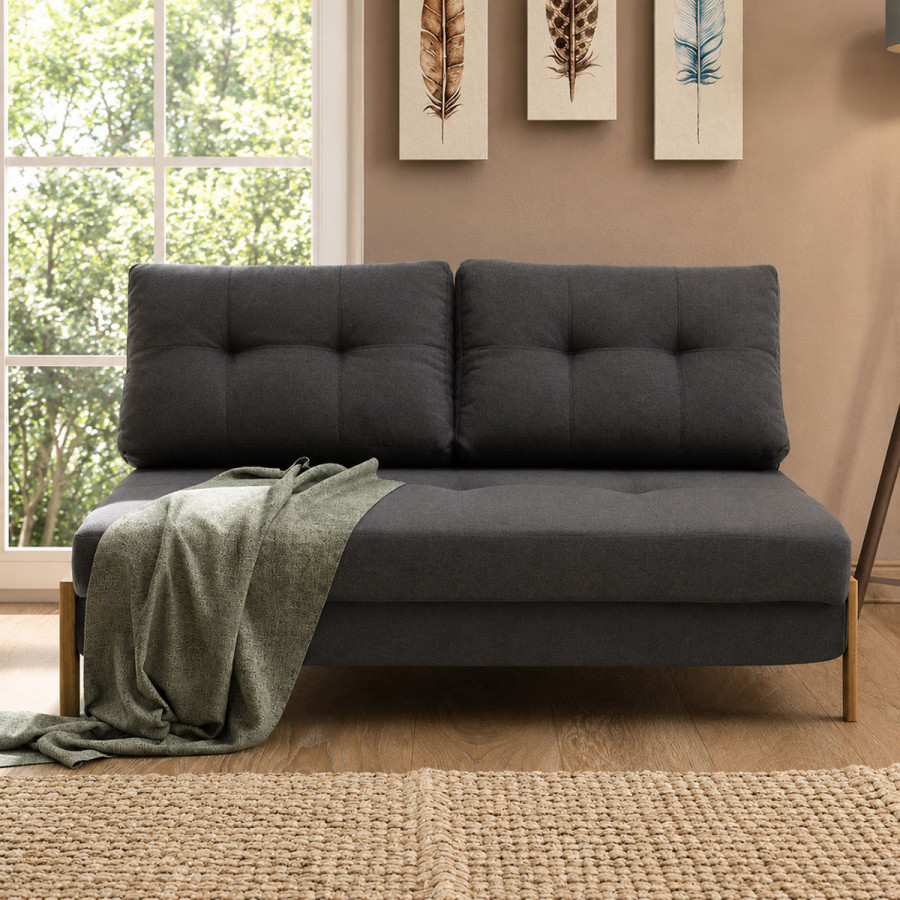 Armchair - bed Fancy pakoworld with fabric in dark grey colour 150x92x77cm