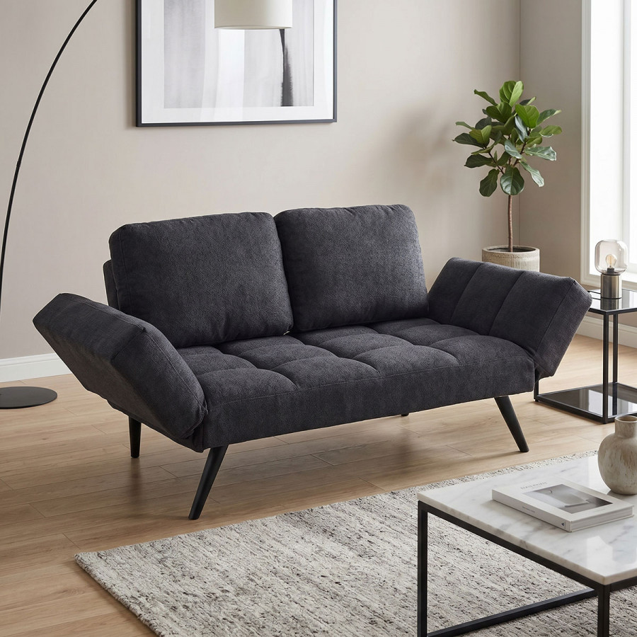 Sofa-bed 3-seater Jackie pakoworld fabric anthracite-metal black 190x78x75cm