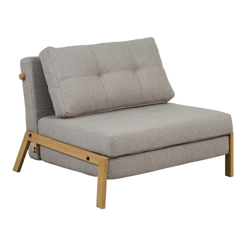 Πολυθρόνα-κρεβάτι Fancy pakoworld ύφασμα σε μπεζ απόχρωση με φυσικό πόδι 95x98x70εκ