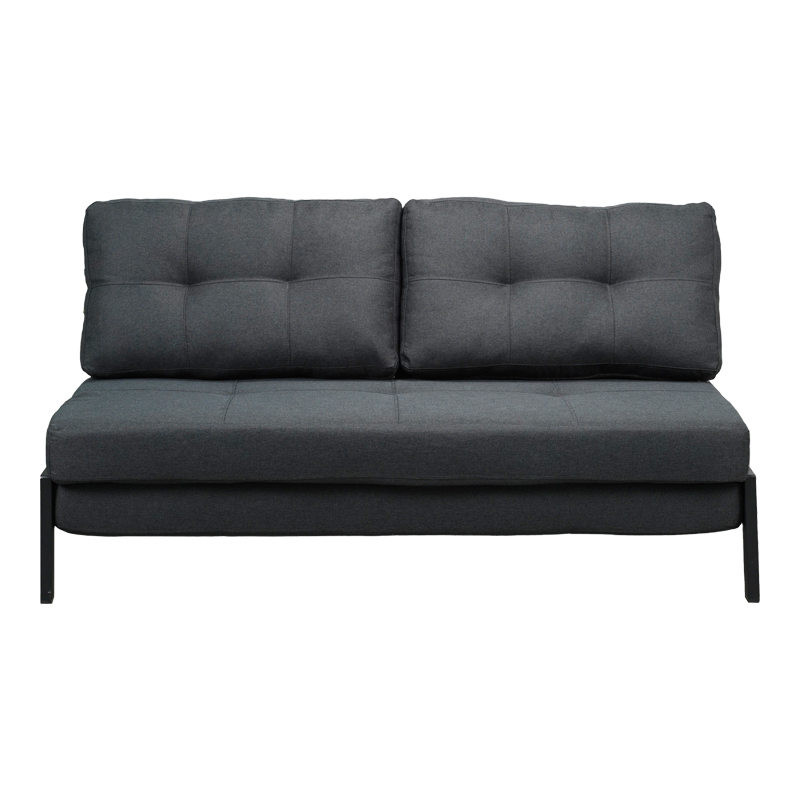 Καναπές 2θέσιος-κρεβάτι Fancy pakoworld ύφασμα σε ανθρακί απόχρωση με μαύρο πόδι 150x92x77εκ