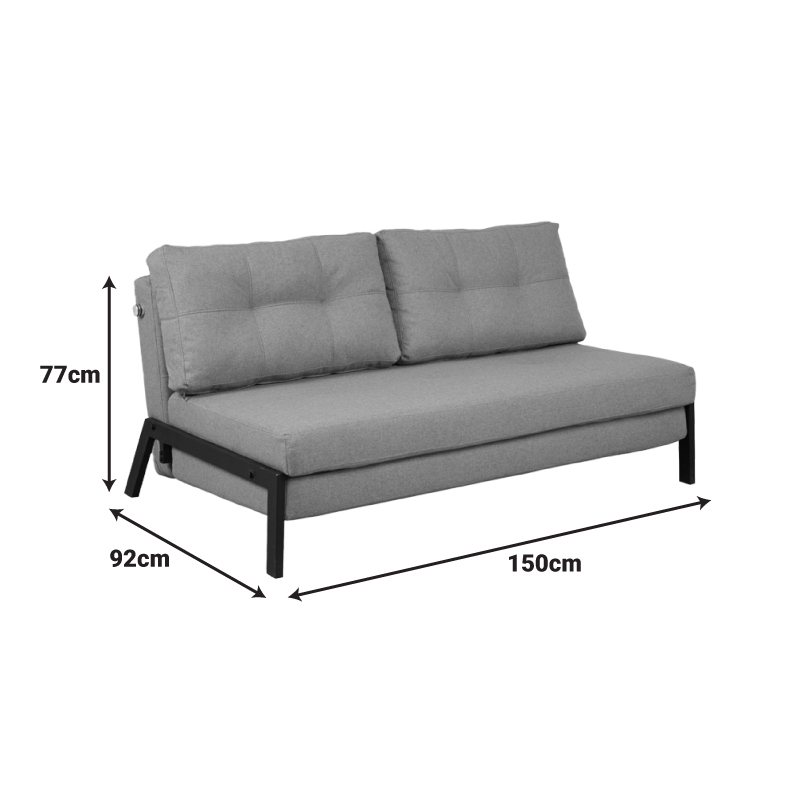 Καναπές 2θέσιος-κρεβάτι Fancy pakoworld ύφασμα σε κίτρινη απόχρωση με μαύρο πόδι 150x92x77εκ