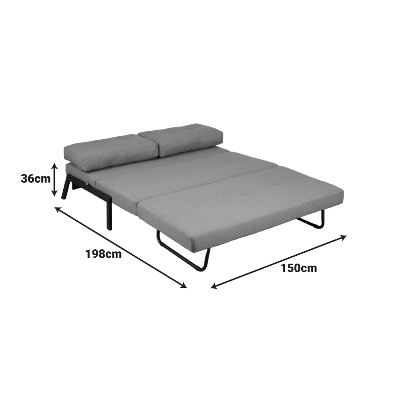 2seat sofa-bed Fancy pakoworld with fabric in beige color and natural leg 150x92x77cm