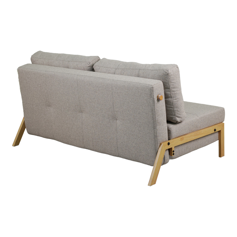 Καναπές 2θέσιος-κρεβάτι Fancy pakoworld ύφασμα σε μπεζ απόχρωση με φυσικό πόδι 150x92x77εκ