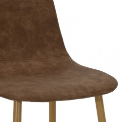 Καρέκλα Bella pakoworld PU καφέ antique-φυσικό πόδι