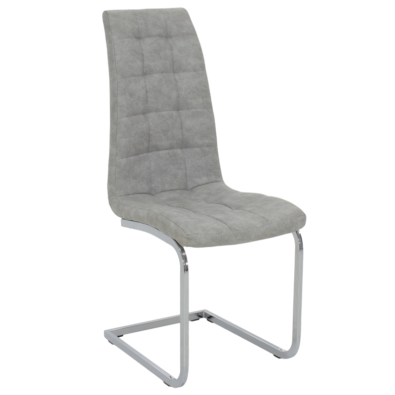 Chair Darrell pakoworld metal chrome with PU light grey antique Chair Darrell pakoworld metal chrome with PU light grey antique