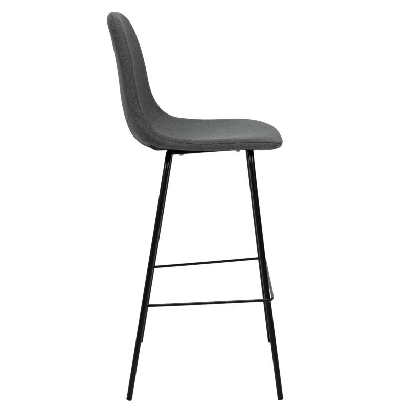 Bar Stool Bella metal black legs - fabric anthracite Bar Stool Bella metal black legs - fabric anthracite