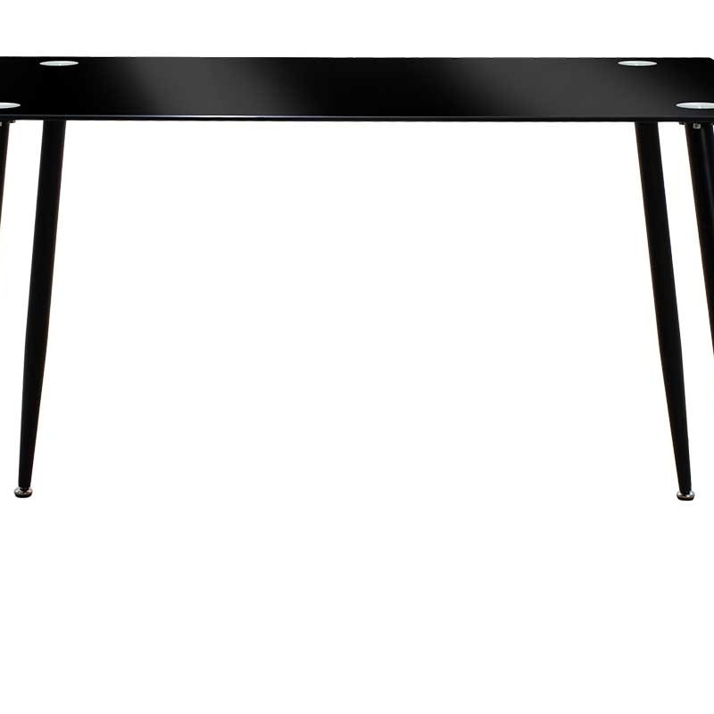Τραπέζι Vincenzo pakoworld ορθογώνιο με γυάλινη επιφάνεια μαύρο 120x80x75εκ