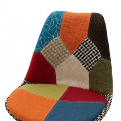 Καρέκλα Gaston pakoworld ύφασμα patchwork πολύχρωμο-φυσικό πόδι