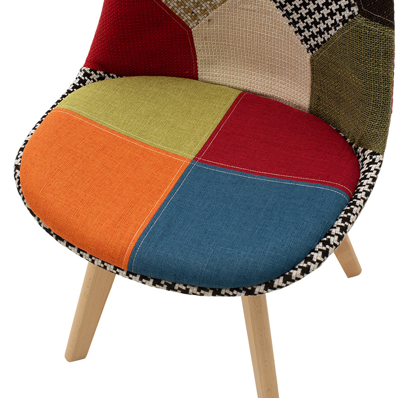 Καρέκλα Gaston pakoworld ύφασμα patchwork πολύχρωμο-φυσικό πόδι