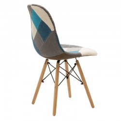 Καρέκλα Julita pakoworld ύφασμα patchwork μπλε-φυσικό πόδι