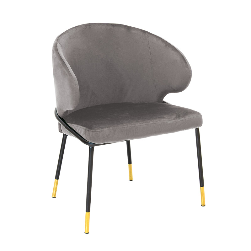 Καρέκλα Nalu pakoworld βελούδο γκρι-μαύρο χρυσό πόδι