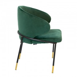 Καρέκλα Nalu pakoworld βελούδο σκούρο πράσινο-μαύρο χρυσό πόδι