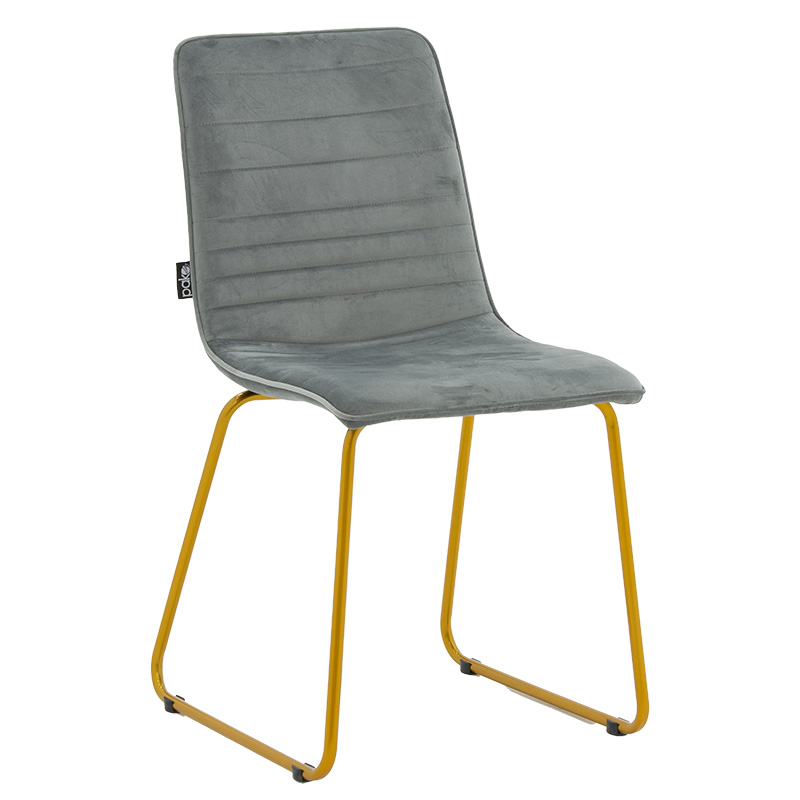 Chair Amalia pakoworld metal golden with velvet grey Chair Amalia pakoworld metal golden with velvet grey