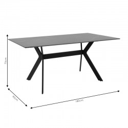 Olivet table pakoworld sintered stone black marble-black 180x90 x75cm