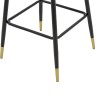Σκαμπό bar Lithe pakoworld μεταλλικό μαύρο χρυσό-βελούδο γκρι 47x44x98εκ