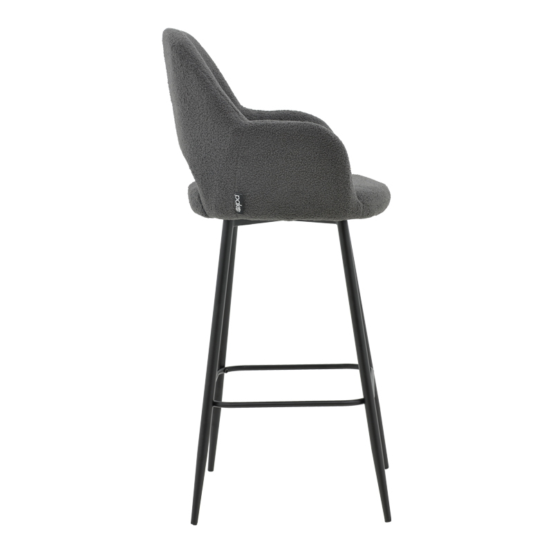 Bar stool Renish pakoworld bouclé grey-metallic black leg 51x57x114cm Bar stool Renish pakoworld bouclé grey-metallic black leg 51x57x114cm
