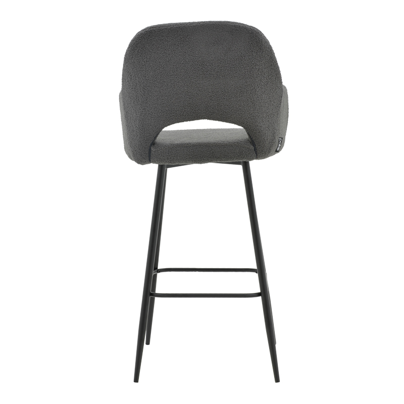 Bar stool Renish pakoworld bouclé grey-metallic black leg 51x57x114cm Bar stool Renish pakoworld bouclé grey-metallic black leg 51x57x114cm