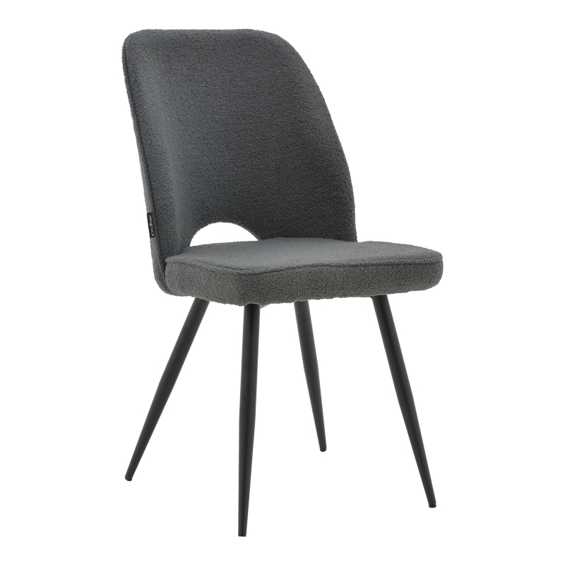 Renish pakoworld bouclé chair gray-metallic black leg 61x47x91.5cm Renish pakoworld bouclé chair gray-metallic black leg 61x47x91.5cm