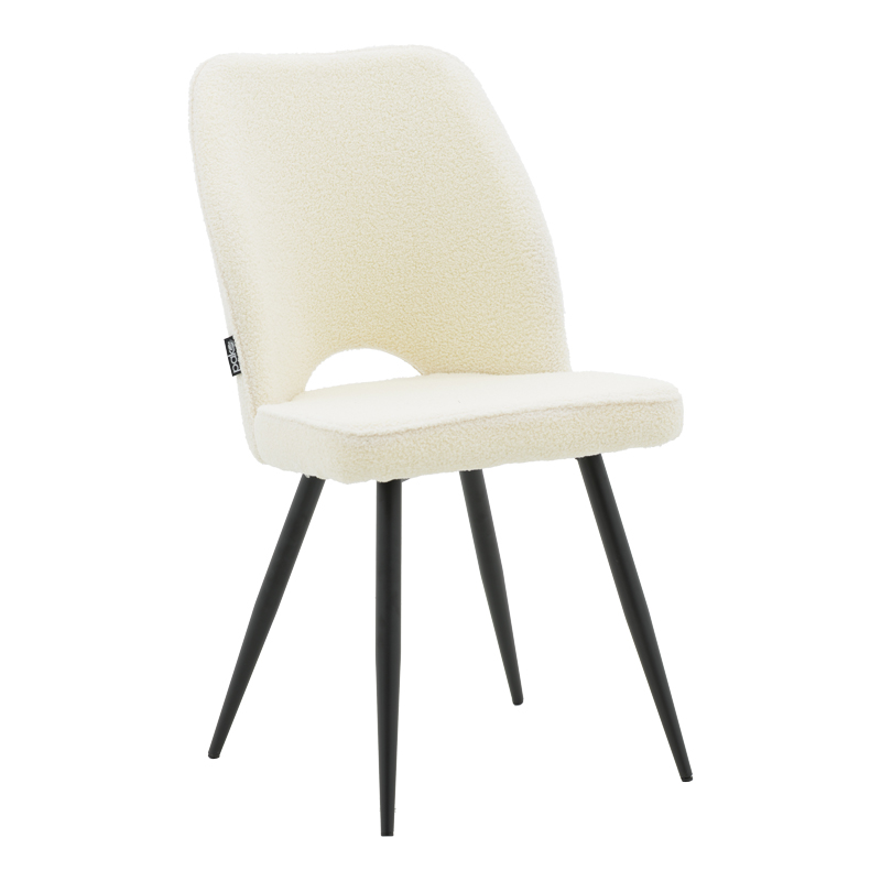 Renish pakoworld chair bouclé white-metallic black leg 61x47x91.5cm Renish pakoworld chair bouclé white-metallic black leg 61x47x91.5cm