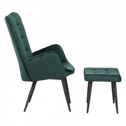 Armchair with footstool Dorita pakoworld velvet cypress-leg black metal 68.5x76x103cm Armchair with footstool Dorita pakoworld velvet cypress-leg black metal 68.5x76x103cm