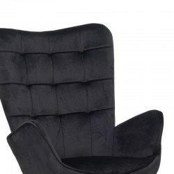 Armchair with footstool Dorita pakoworld velvet black-leg black metal 68.5x76x103cm Armchair with footstool Dorita pakoworld velvet black-leg black metal 68.5x76x103cm