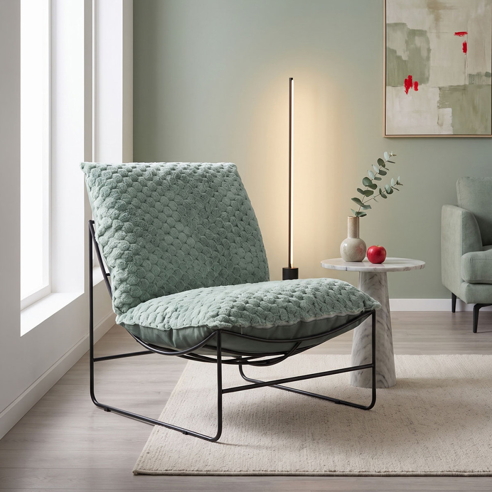 Πολυθρόνα Chopie pakoworld ύφασμα ανοιχτό πράσινο-μαύρο πόδι 77x90x83εκ