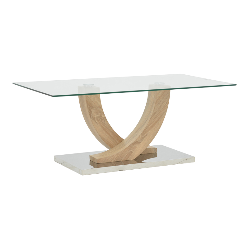 Table Kasmora pakoworld natural wood-glass 110x60x45cm Table Kasmora pakoworld natural wood-glass 110x60x45cm