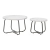 Crismory pakoworld coffee table set of 2 MDF in white marble shade and black metal legs