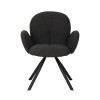 Armchair Garzele Inart dark grey teddy fabric-leg black metal 68x66x82.5cm
