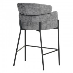 Bar stool Tolerse Inart light gray fabric-leg black metal Bar stool Tolerse Inart light gray fabric-leg black metal