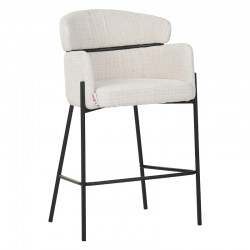 Bar stool Tolerse Inart beige fabric-leg black metal Bar stool Tolerse Inart beige fabric-leg black metal